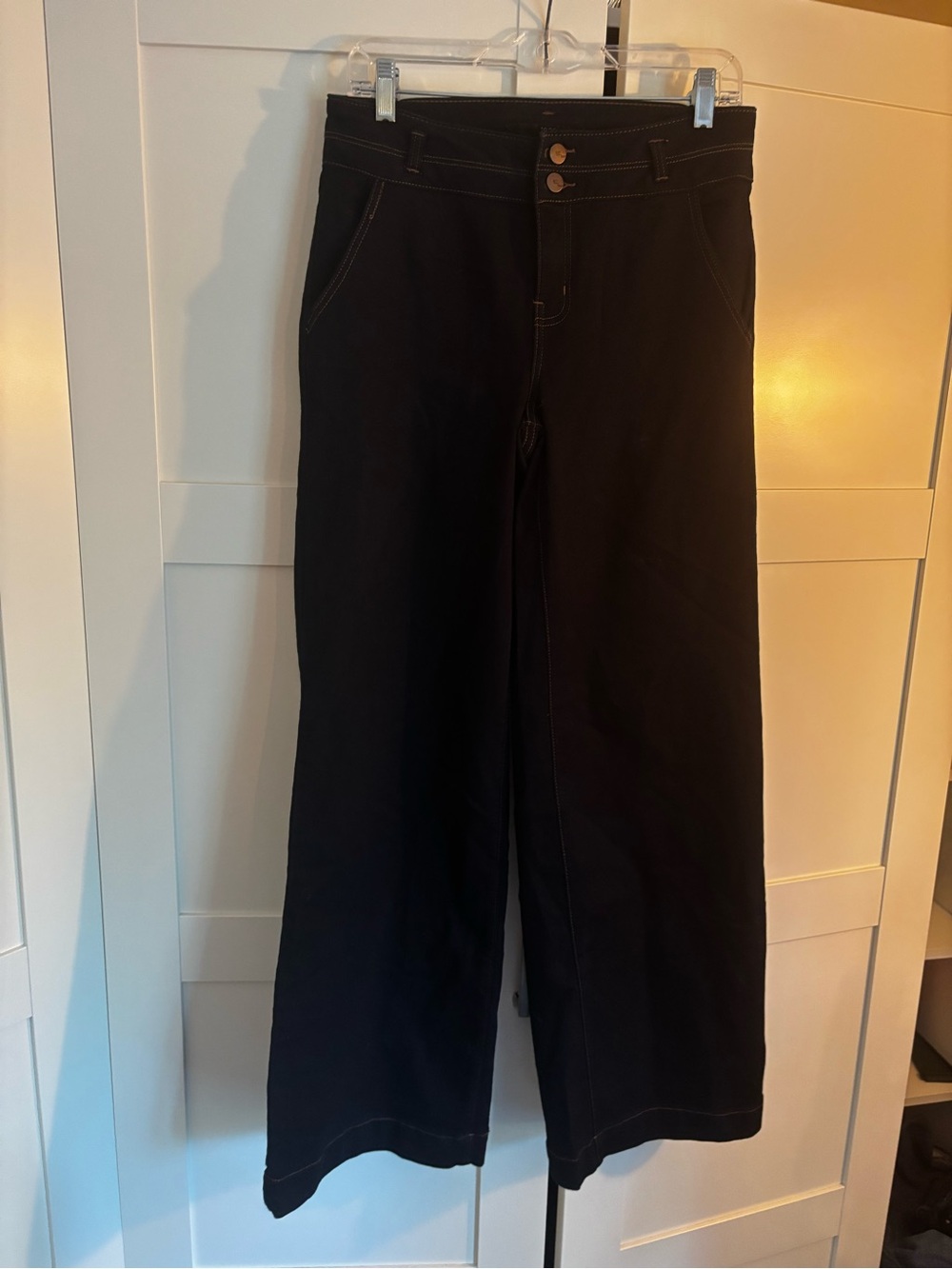 1822 Denim Wide-Leg High-Rise Jeans Dark Denim Size 8